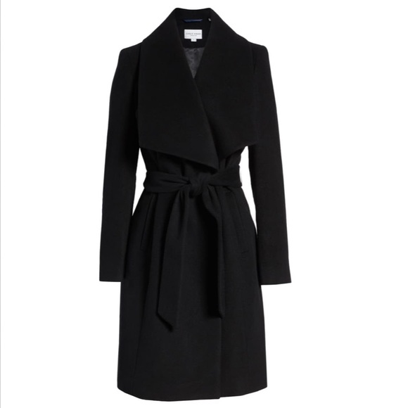 COLE HAAN Signature Black Wool Wrap Coat 10 NWT - Picture 2 of 8